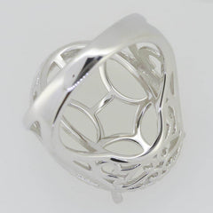 Sterling Silver Semi Mount Ring Setting Oval OV 21x16mm White Topaz - Syzjewelry