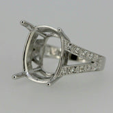Sterling Silver Semi Mount Ring Setting Cushion 17x13mm Split Shank White Topaz - Syzjewelry