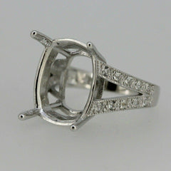 Sterling Silver Semi Mount Ring Setting Cushion 17x13mm Split Shank White Topaz - Syzjewelry