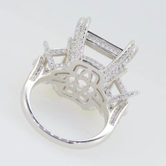 Sterling Silver Semi Mount Ring Setting Emerald OCT 18x13mm BAG 8x6x5mm - Syzjewelry