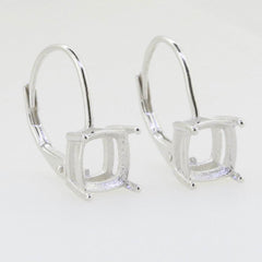 Sterling Silver Semi Mount Earrings Setting Cushion CU 7x7mm Leverback - Syzjewelry
