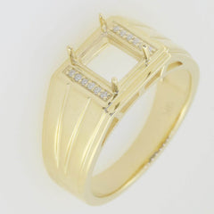 10K Yellow Gold Semi Mount Ring Setting Emerald OCT 9x7 8x6mm Men's Ring - Syzjewelry