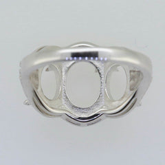 14K White Gold Semi Mount Ring Setting Oval OV 10X8mm 8x6mm 3 stones Solid - Syzjewelry