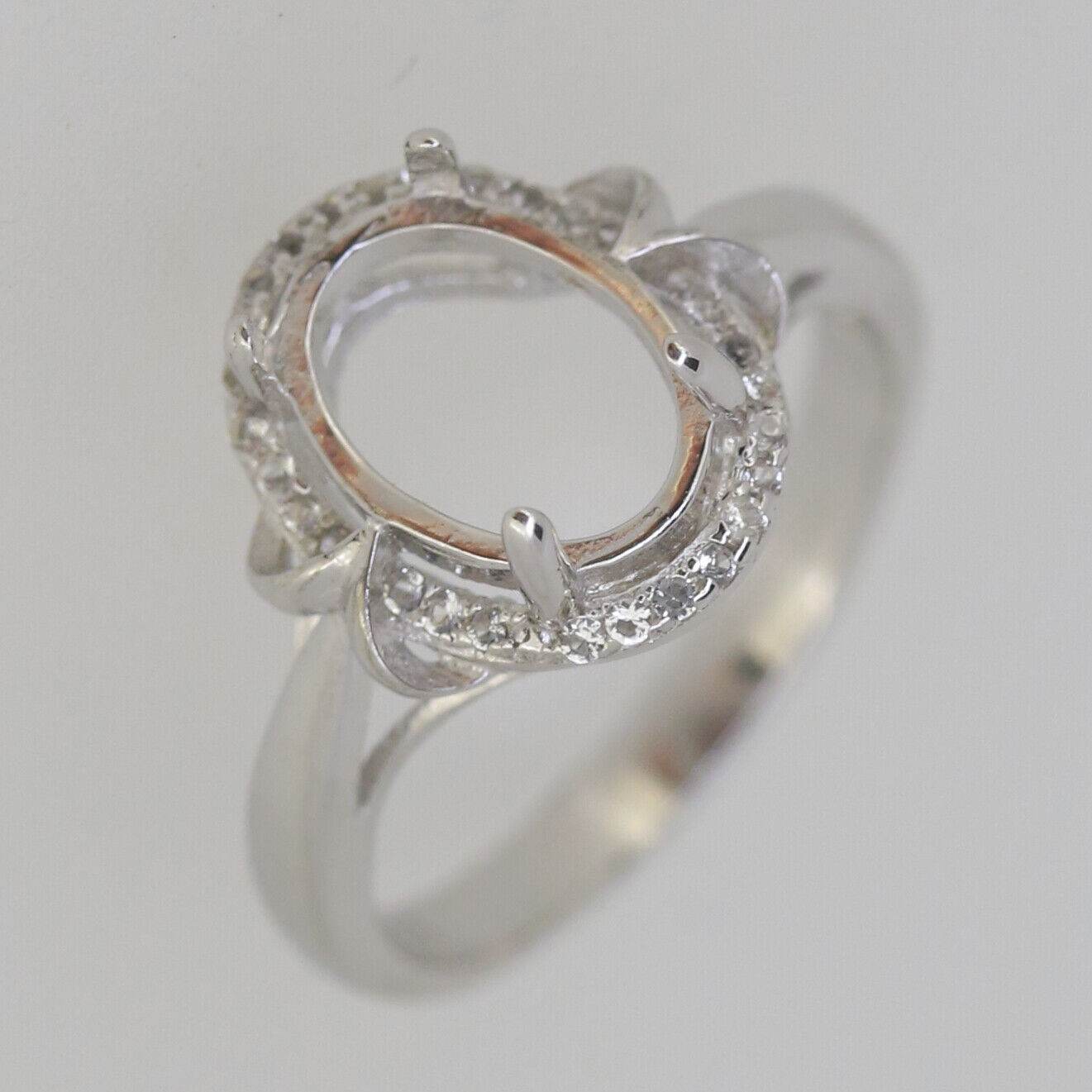 Sterling Silver Semi Mount Ring Setting Oval OV 10x7mm White Topaz - Syzjewelry