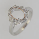 Sterling Silver Semi Mount Ring Setting Oval OV 10x7mm White Topaz - Syzjewelry