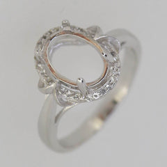 Sterling Silver Semi Mount Ring Setting Oval OV 10x7mm White Topaz - Syzjewelry