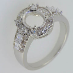 Sterling Silver Semi Mount Ring Setting Oval OV 9X7mm White Topaz PJM22109R - Syzjewelry