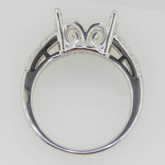 Sterling Silver Semi Mount Ring Setting Cushion CU 12X12mm Accent - Syzjewelry