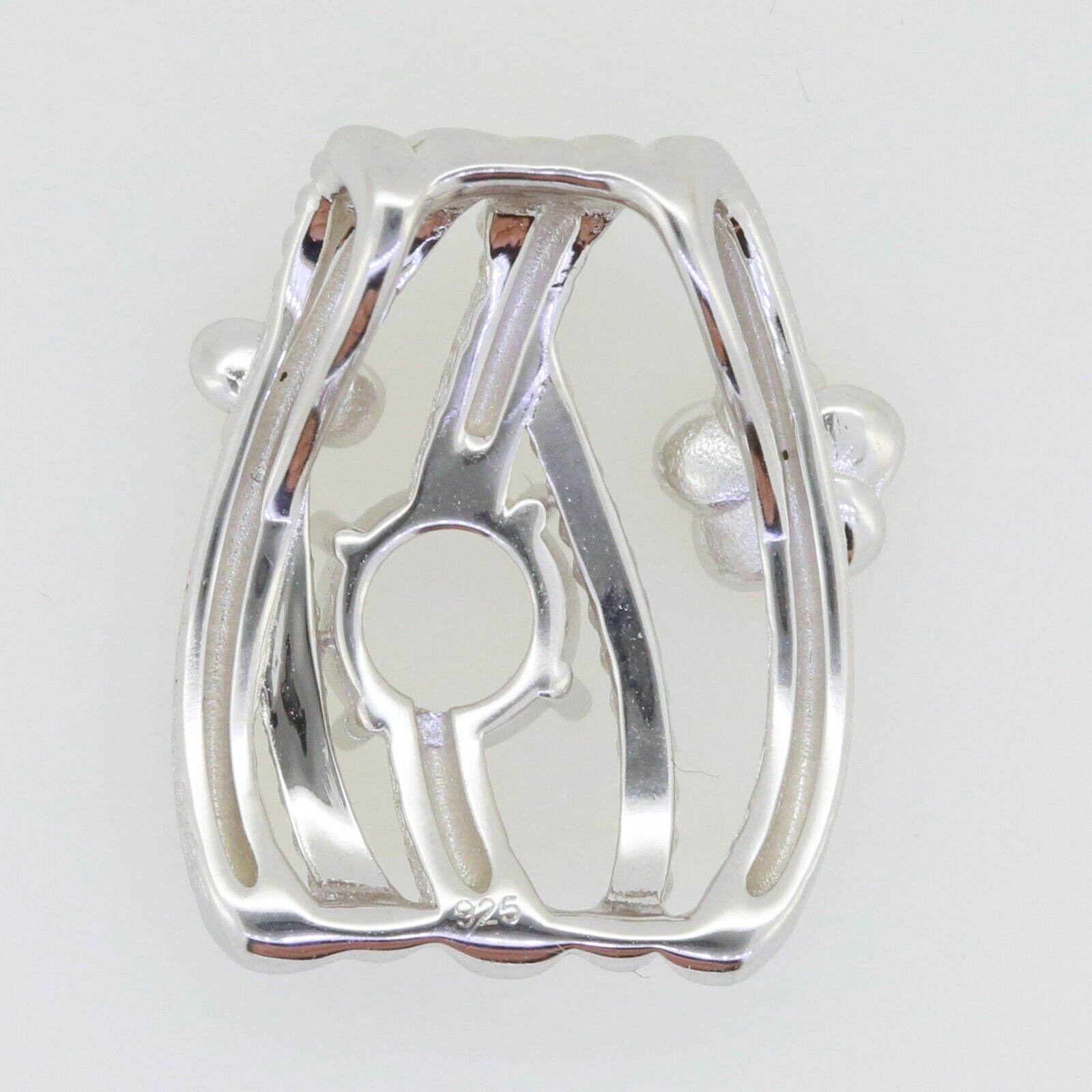 Sterling Silver Semi Mount Pendant Setting RD 8x8mm White Topaz - Syzjewelry
