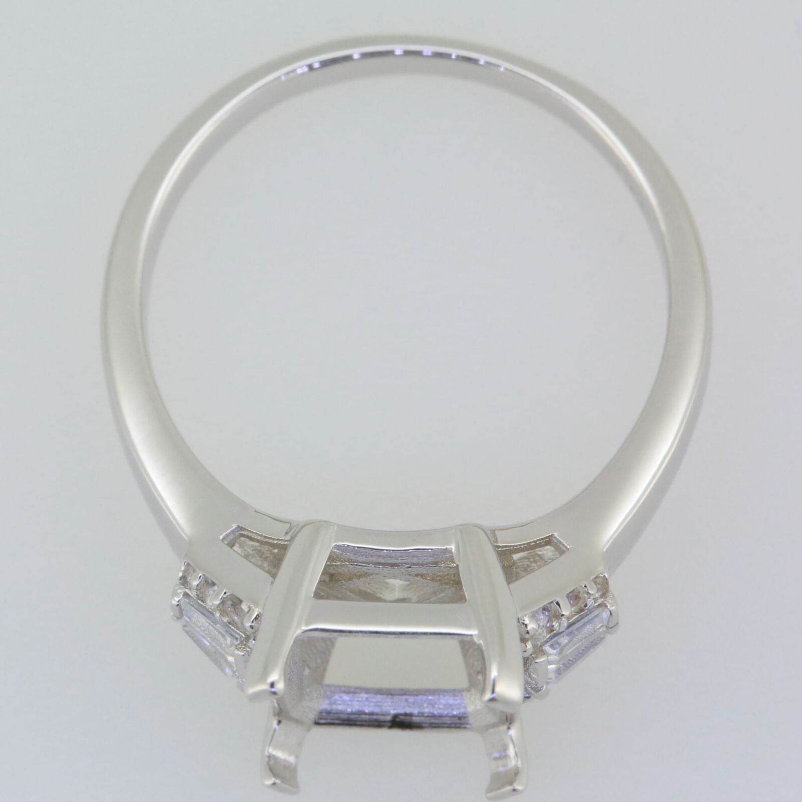 14K White Gold Semi Mount Ring Setting Emerald OCT 10x10 - Syzjewelry