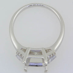 14K White Gold Semi Mount Ring Setting Emerald OCT 10x10 - Syzjewelry