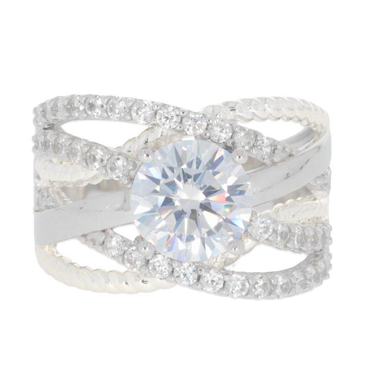 Sterling Silver Semi Mount Ring Setting Round RD 8x8mm W/ White Topaz - Syzjewelry