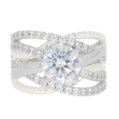 Sterling Silver Semi Mount Ring Setting Round RD 8x8mm W/ White Topaz - Syzjewelry