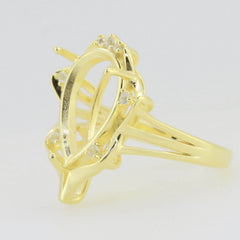 14K Yellow Gold & Diamond Semi Mount Ring Setting Pear PE 16x11mm - Syzjewelry