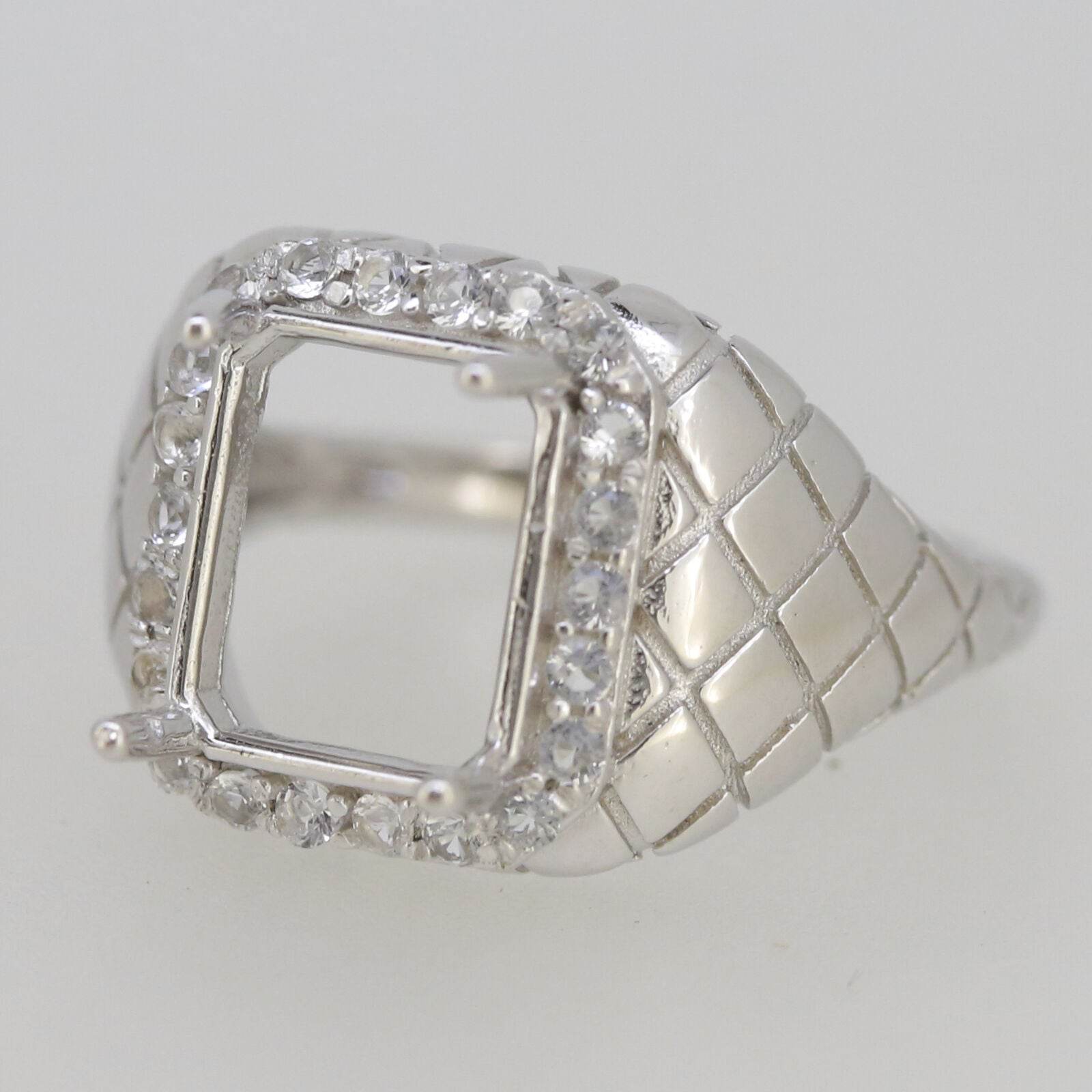 Men's Vintage Style Sterling Silver Semi Mount Ring Setting Emerald OCT 11x9mm - Syzjewelry