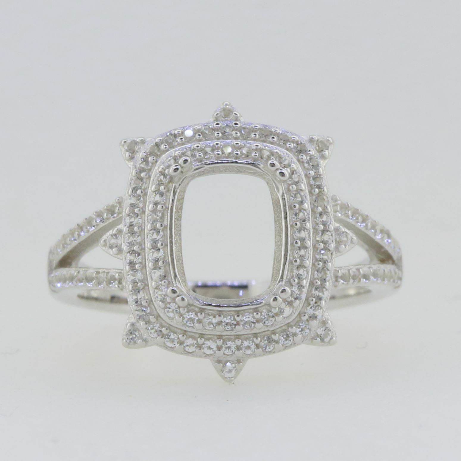 14K White Gold Semi Mount Ring Setting Cushion CU 9x7mm GTL20278R14K - Syzjewelry