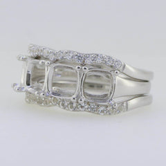 3 piece Set Sterling Silver Semi Mount Ring Setting Cushion CU 6X6mm - Syzjewelry