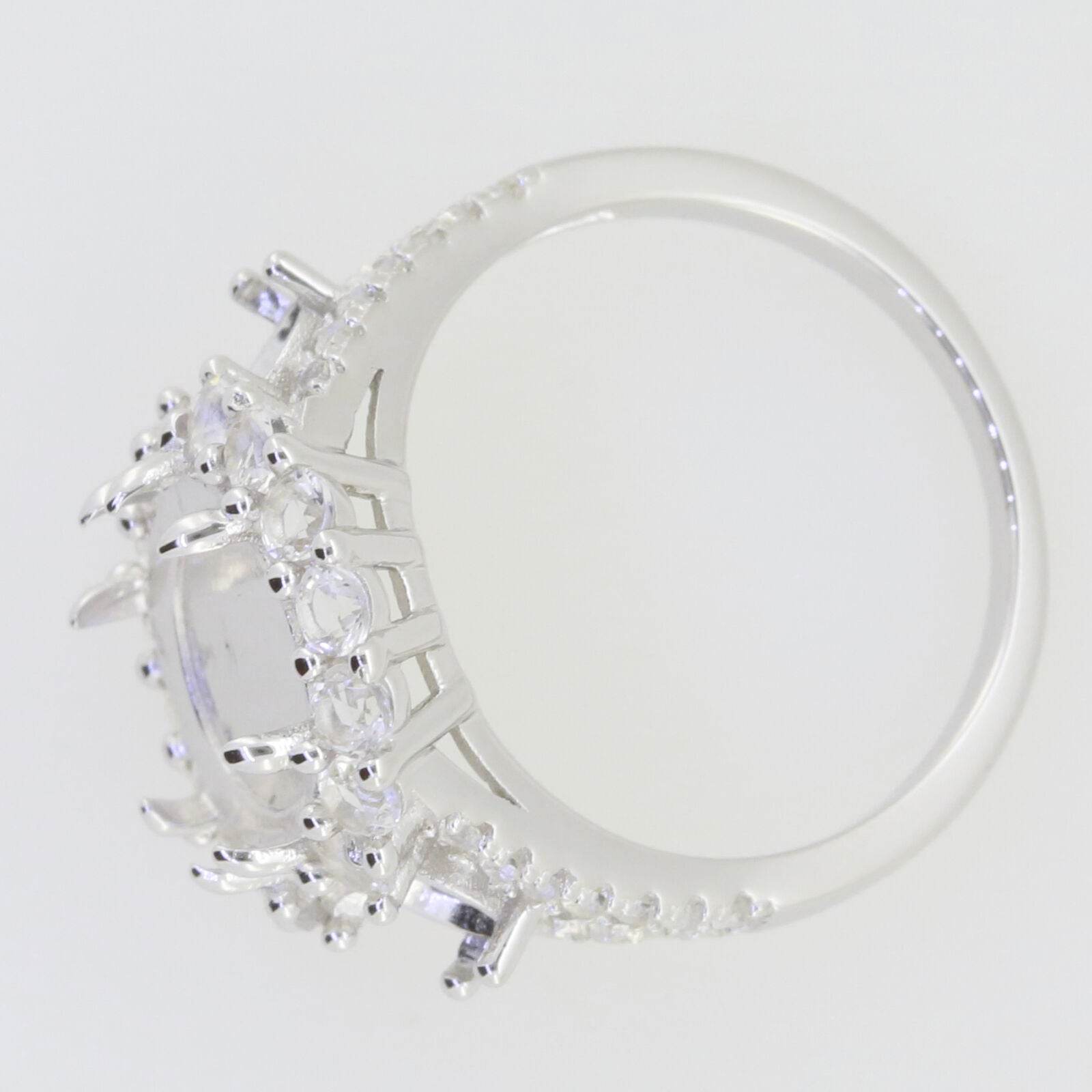 Sterling Silver Semi Mount Ring Setting Cab Oval OV 12x10mm OV 6x4 Halo 3 Stone - Syzjewelry