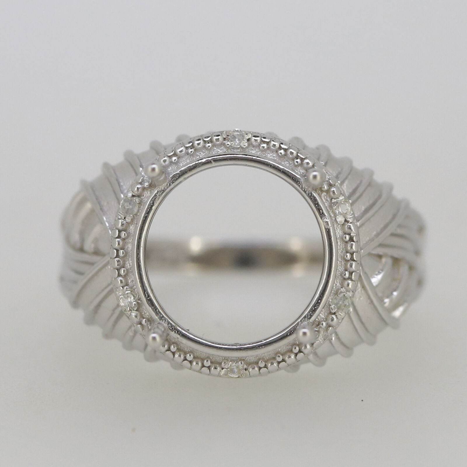 Vintage Style Sterling Silver Semi Mount Ring Setting Round RD 12x12mm L532R532W - Syzjewelry