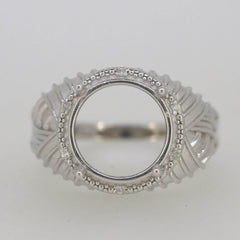 Vintage Style Sterling Silver Semi Mount Ring Setting Round RD 12x12mm L532R532W - Syzjewelry