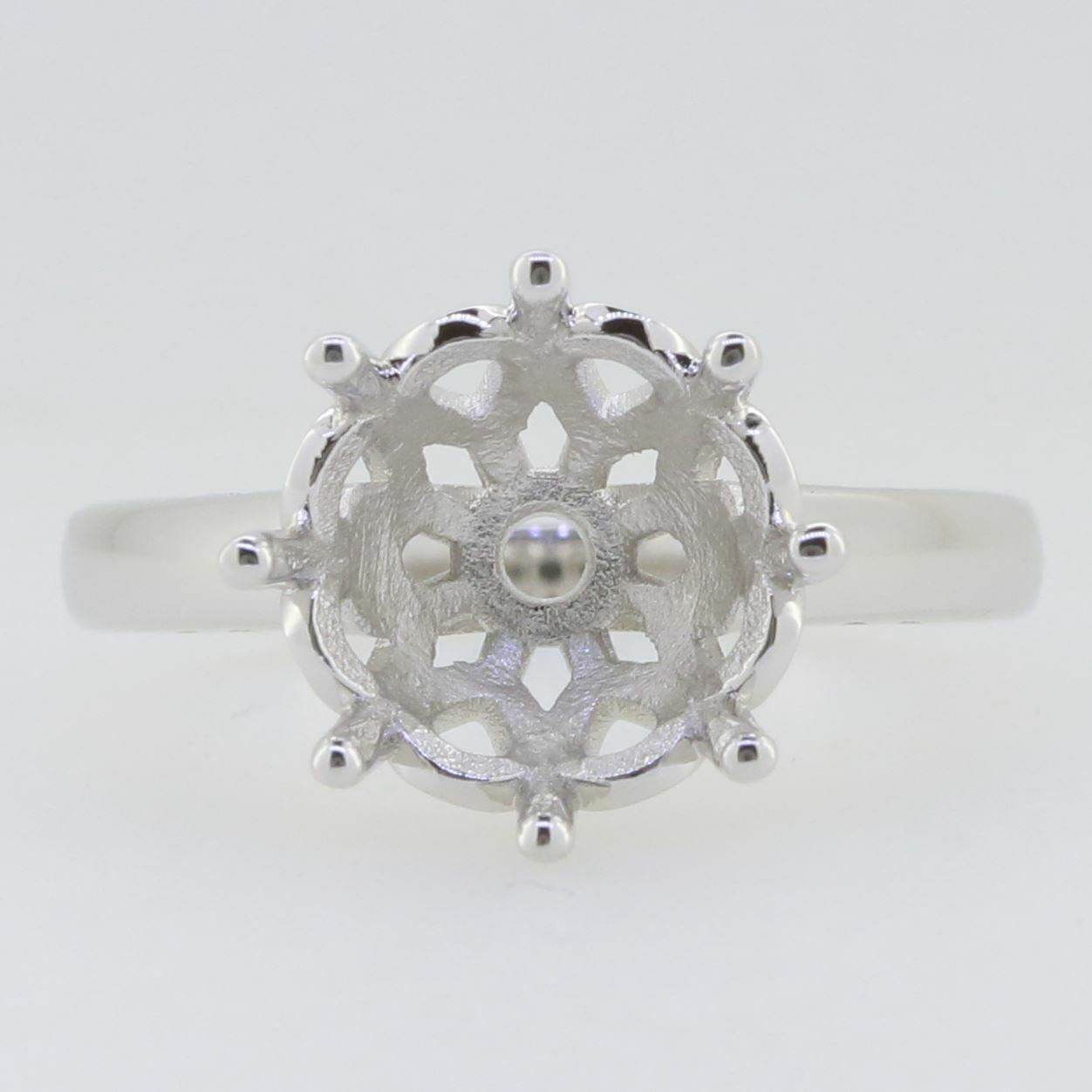 14K White Gold Semi Mount Ring Setting Round RD 11X11mm - Syzjewelry