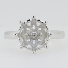 14K White Gold Semi Mount Ring Setting Round RD 11X11mm - Syzjewelry
