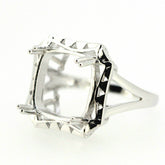 Sterling Silver Semi Mount Ring Setting Cushion Cu13x13mm Vintage Style - Syzjewelry