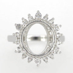 14K Yellow Gold Semi Mount Ring Setting Oval OV 15.34x11.81x8mm - Syzjewelry