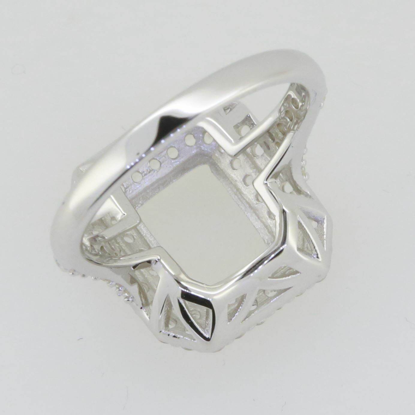 14K White Gold Semi Mount Ring Setting Emerald OCT 10X8mm - Syzjewelry