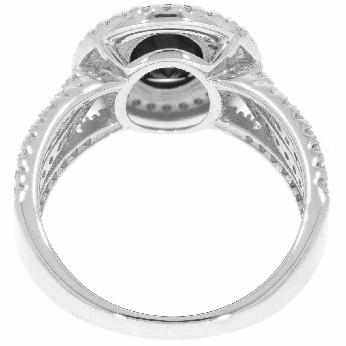 Sterling Silver Semi Mount Ring Setting OV 9X7mm Black Spinel Halo Whi - Syzjewelry