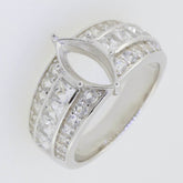 Sterling Silver Semi Mount Ring Setting Marquise MQ 12X6mm White Topaz Solid - Syzjewelry