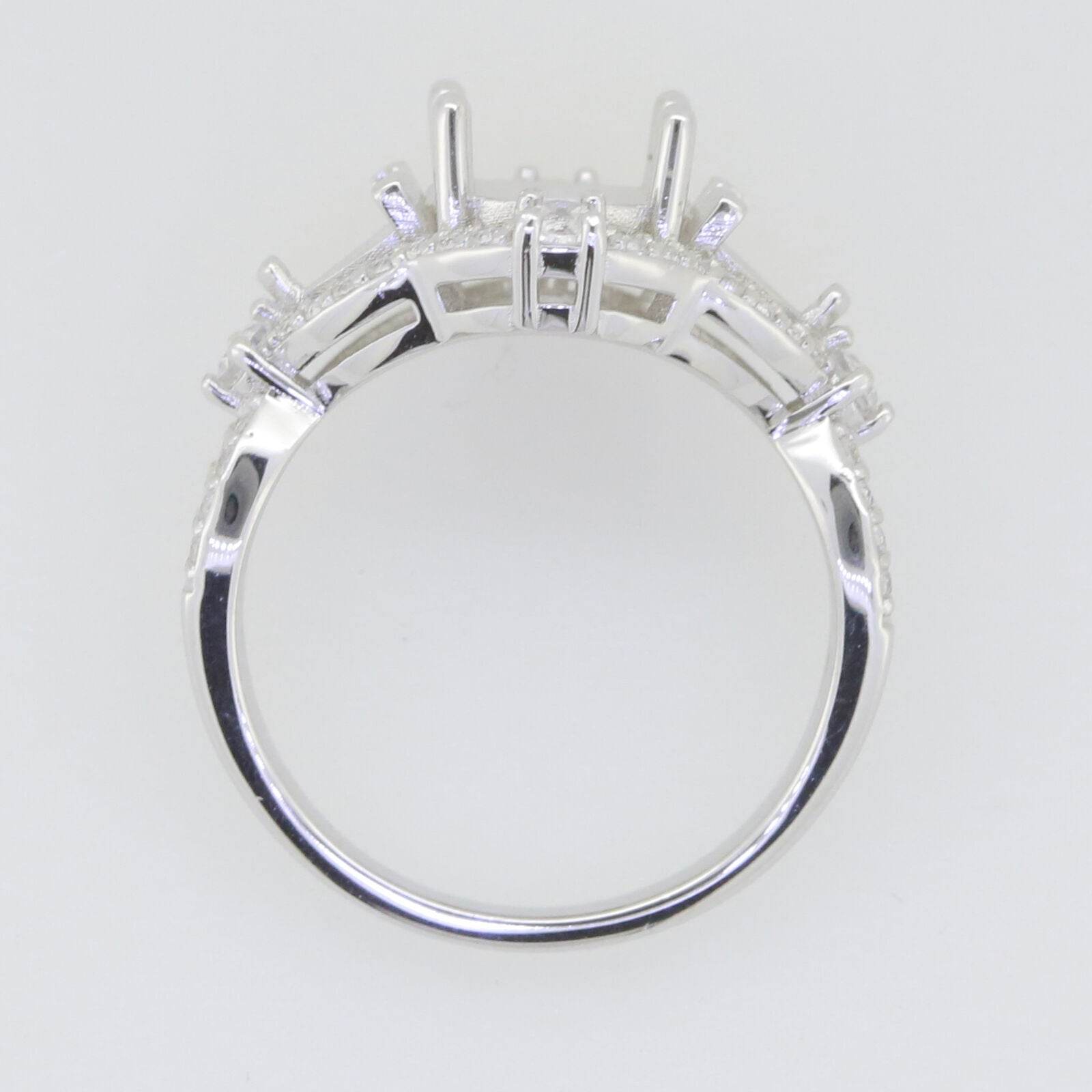 Sterling Silver Semi Mount Ring Setting Oval OV 10X8mm White Topaz P0022PJC2 - Syzjewelry