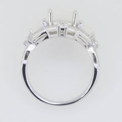 Sterling Silver Semi Mount Ring Setting Oval OV 10X8mm White Topaz P0022PJC2 - Syzjewelry