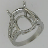 Sterling Silver Semi Mount Ring Setting Cushion 17x13mm Split Shank White Topaz - Syzjewelry