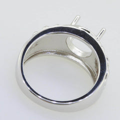 14K White Gold Semi Mount Ring Setting Round RD 9x9mm Art Nouveau Style - Syzjewelry