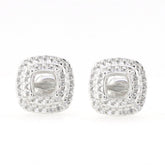 Sterling Silver Semi Mount Earrings Setting Cushion CU 5X5mm Stud Whit - Syzjewelry