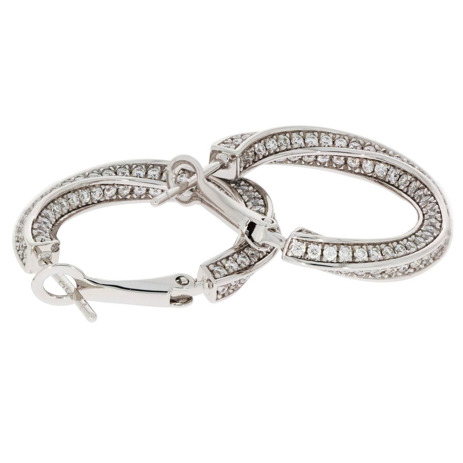 Sterling Silver Earrings Hoops with Colorless D Moissanite 1.2mm 264 Pieces - Syzjewelry