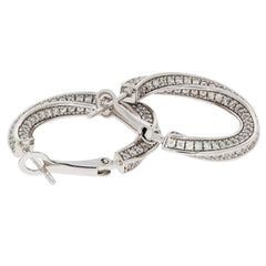 Sterling Silver Earrings Hoops with Colorless D Moissanite 1.2mm 264 Pieces - Syzjewelry