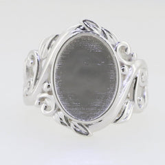 Sterling Silver Semi Mount Ring Setting Oval OV 14x10mm Cabochon White DK196 - Syzjewelry