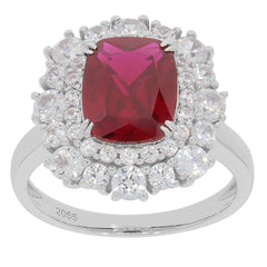 Sterling Silver Semi Mount Ring Setting Cushion CU 10x8mm Double Halo - Syzjewelry