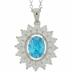 Sterling Silver Semi Mount Pendant Setting OV 8X6mm White Topaz - Syzjewelry