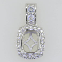 Sterling Silver Semi Mount Pendant Setting Cushion CU 9x7mm White Topa - Syzjewelry