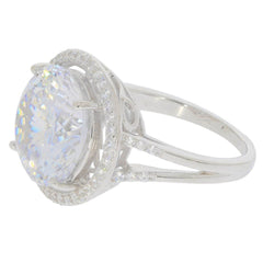 Sterling Silver Semi Mount Ring Setting Round RD 13X13mm Halo W/ White Topaz - Syzjewelry
