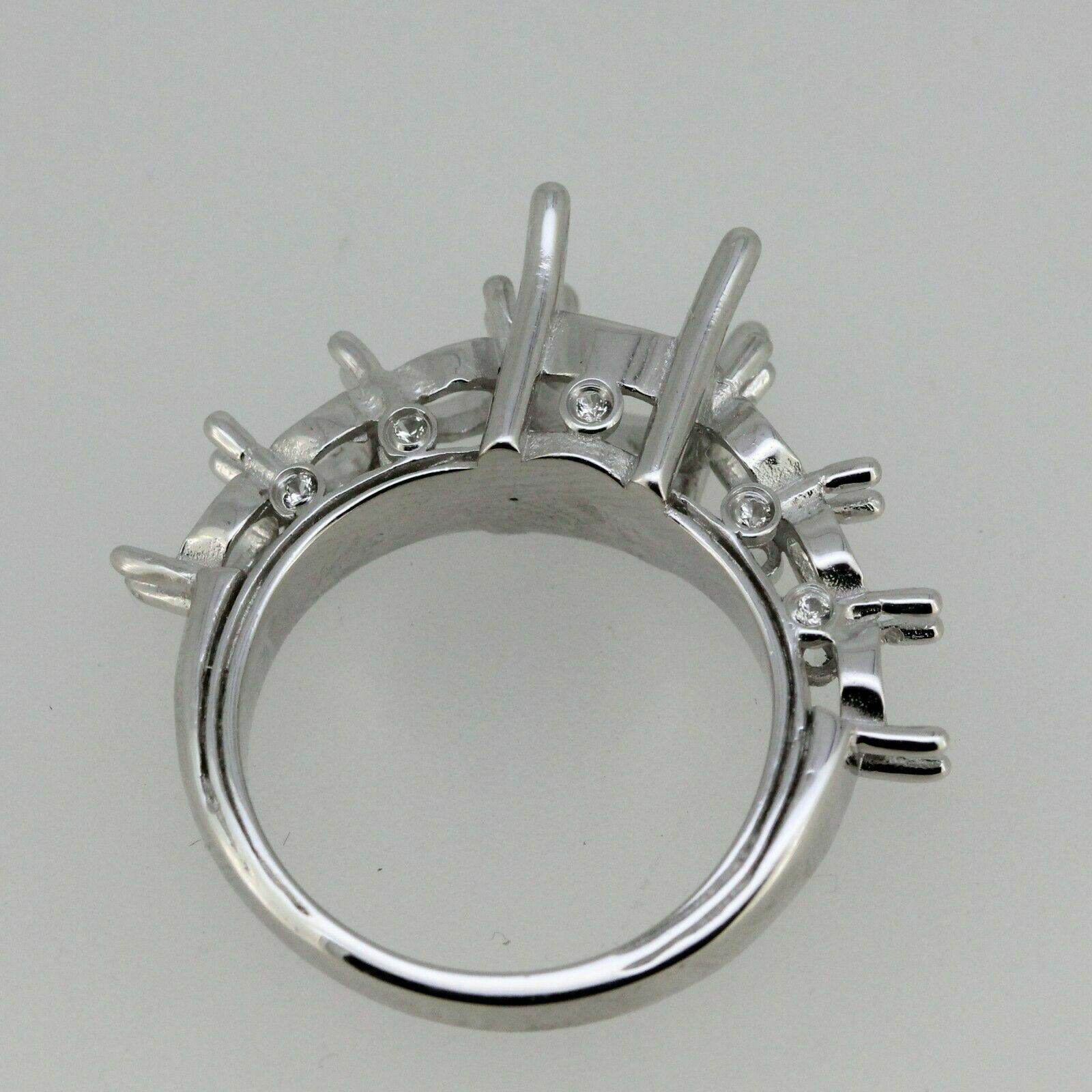 Sterling silver Semi Mount Ring Setting Round RD 7x7mm & RD 4x4 w/ White Topaz - Syzjewelry