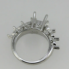 Sterling silver Semi Mount Ring Setting Round RD 7x7mm & RD 4x4 w/ White Topaz - Syzjewelry