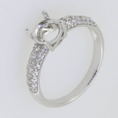 Sterling Silver Semi Mount Ring Setting Rd 6.5x6.5mm Solitaire Engagement - Syzjewelry