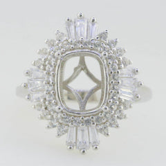 Sterling Silver Semi Mount Ring Setting Cushion CU 10x8mm White Topaz - Syzjewelry