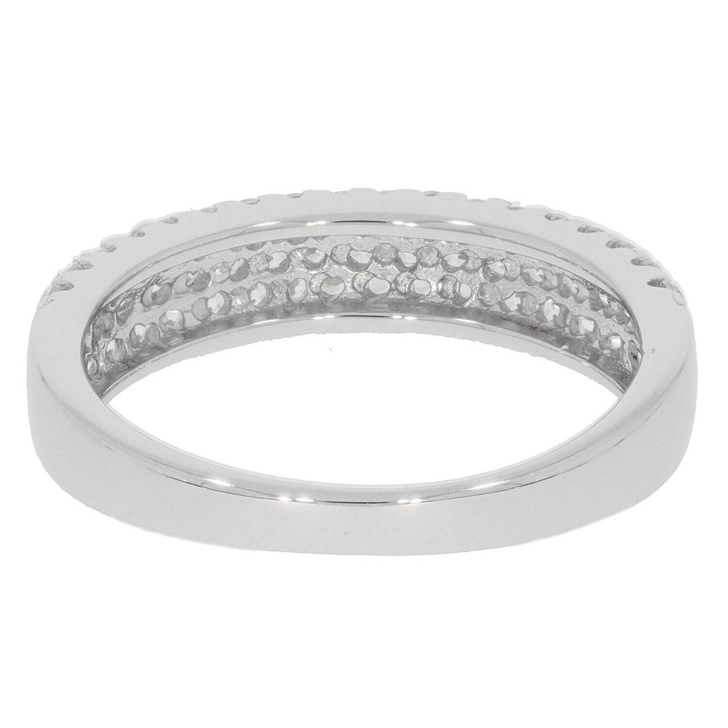 Sterling Silver 3-Row Wedding Band with Moissanite – Perfect Engagement and Wedding Ring Set - Syzjewelry