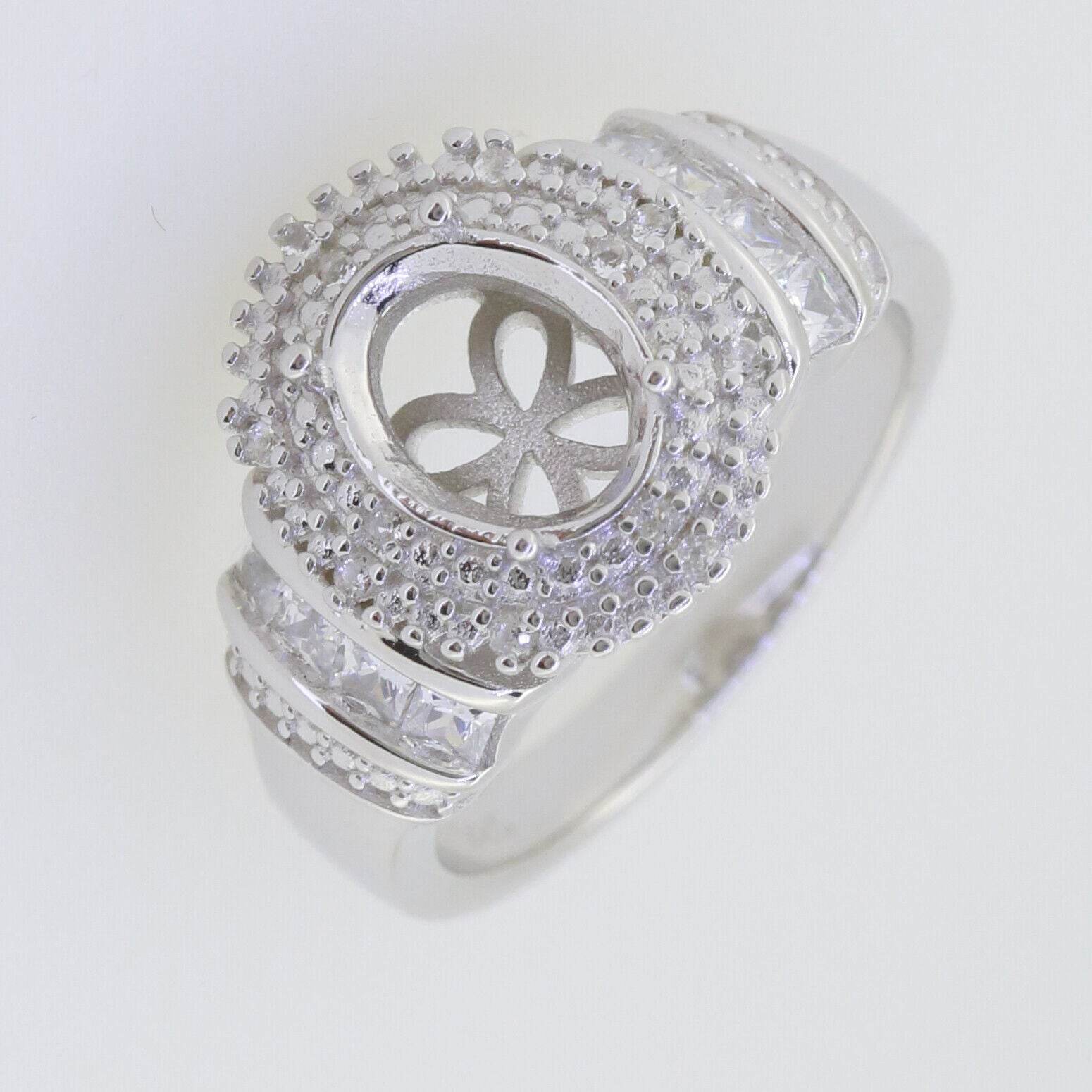 Sterling Silver Semi Mount Ring Setting Oval OV 9X7mm White Topaz PJC17761R - Syzjewelry