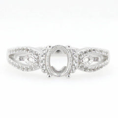 14K White Gold Semi Mount Ring Setting Oval OV 7X5mm MQ 4x2mm 3 Stones GTL20235R - Syzjewelry